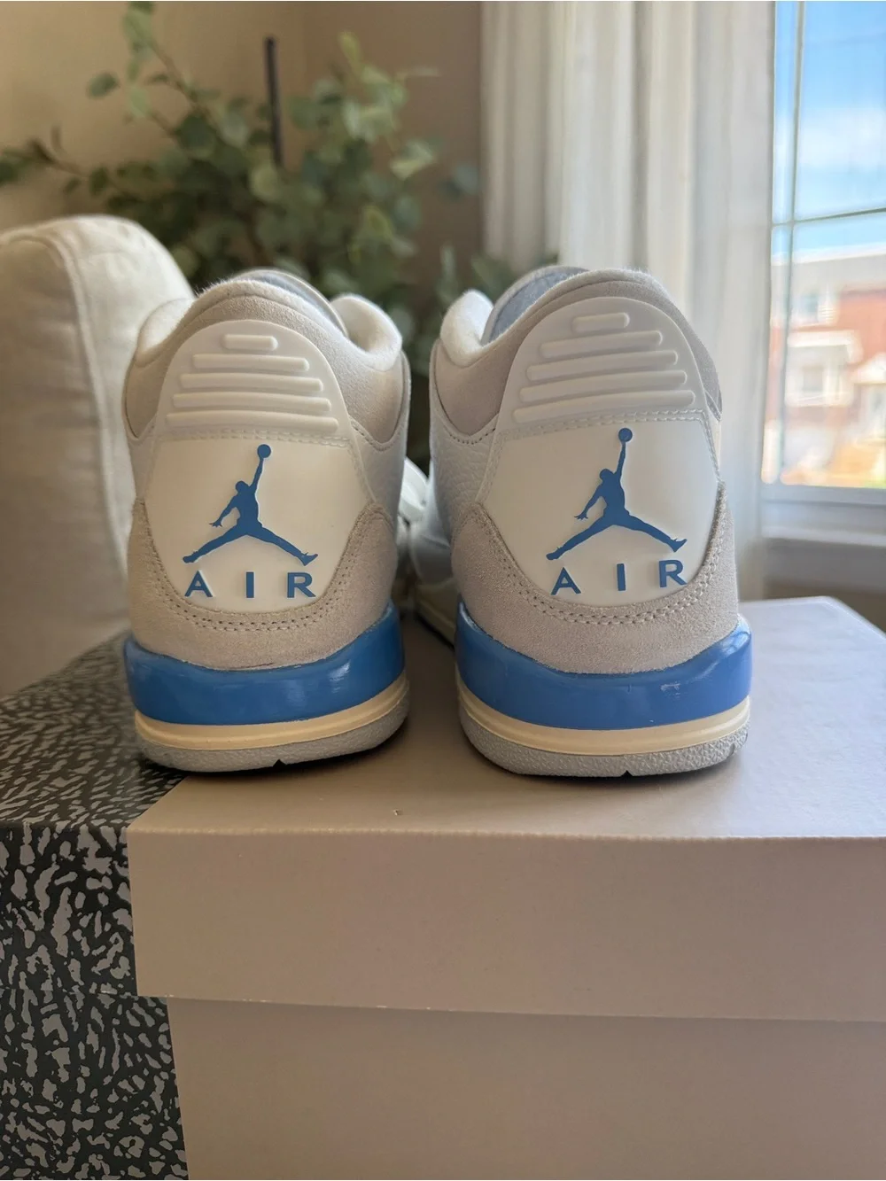 Air Jordan 3 Retro White and Light Blue Sneakers
